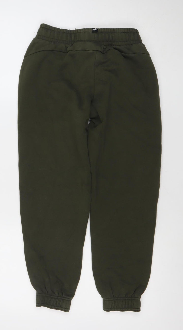 Puma Boys Green Jogger Trousers 10 Years Fleece Cotton Activewear