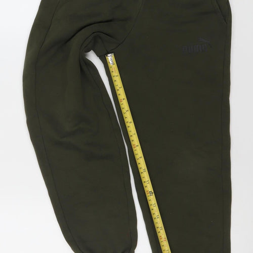 Puma Boys Green Jogger Trousers 10 Years Fleece Cotton Activewear