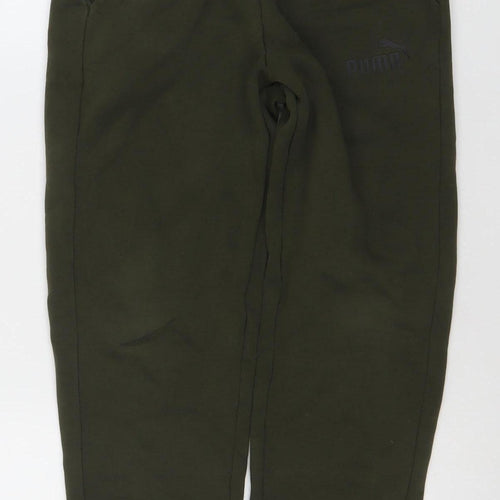 Puma Boys Green Jogger Trousers 10 Years Fleece Cotton Activewear