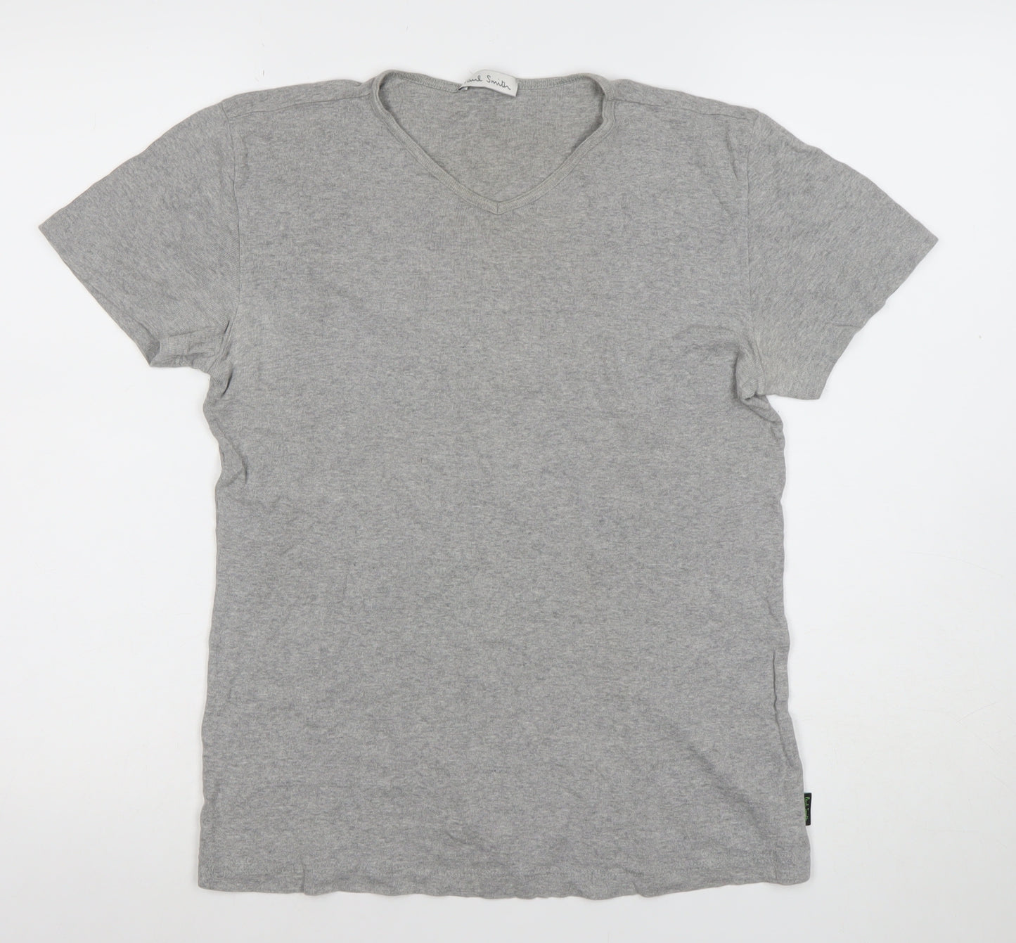 Paul Smith Women Grey Basic V-Neck Cotton T-Shirt L