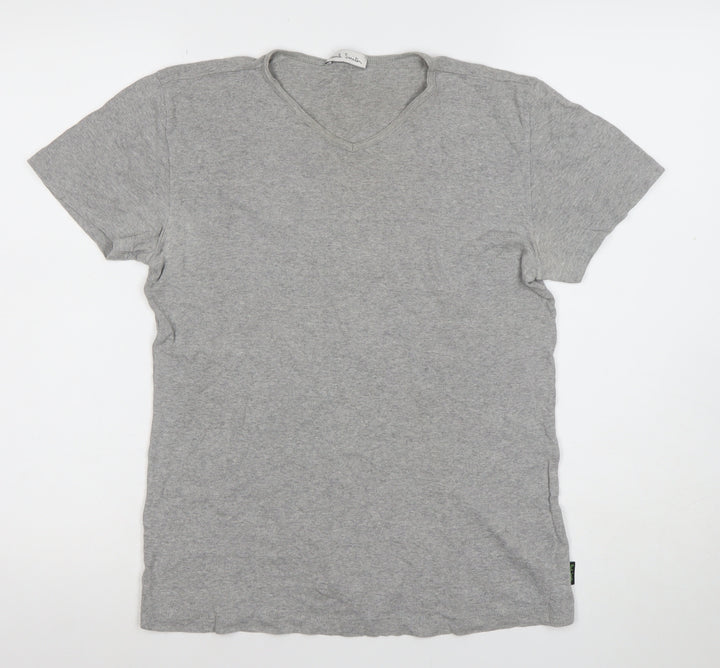 Paul Smith Women Grey Basic V-Neck Cotton T-Shirt L