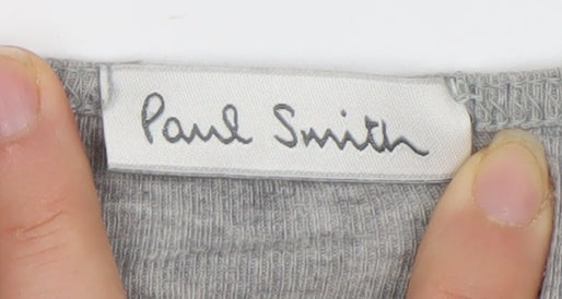 Paul Smith Women Grey Basic V-Neck Cotton T-Shirt L
