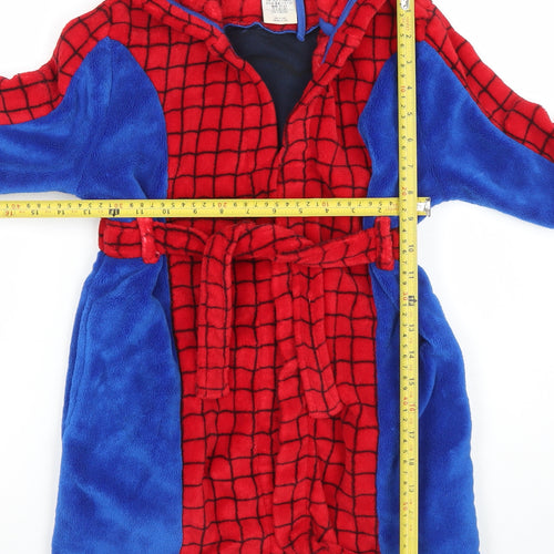 Disney Boys Red Blue Spider-Man Hooded Fleece Robe 5-6 Years