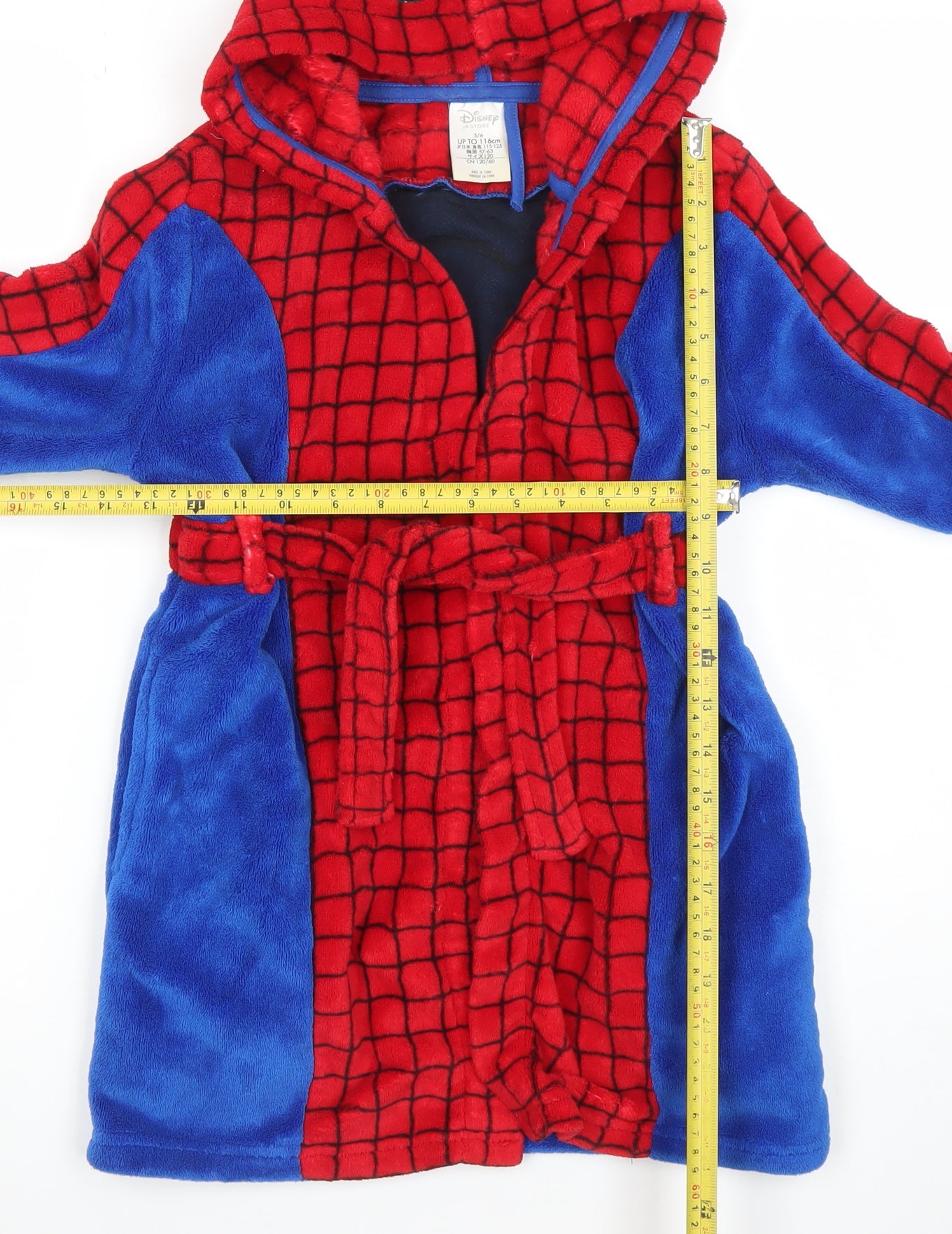 Disney Boys Red Blue Spider-Man Hooded Fleece Robe 5-6 Years