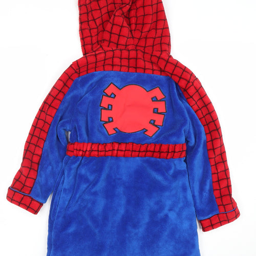 Disney Boys Red Blue Spider-Man Hooded Fleece Robe 5-6 Years