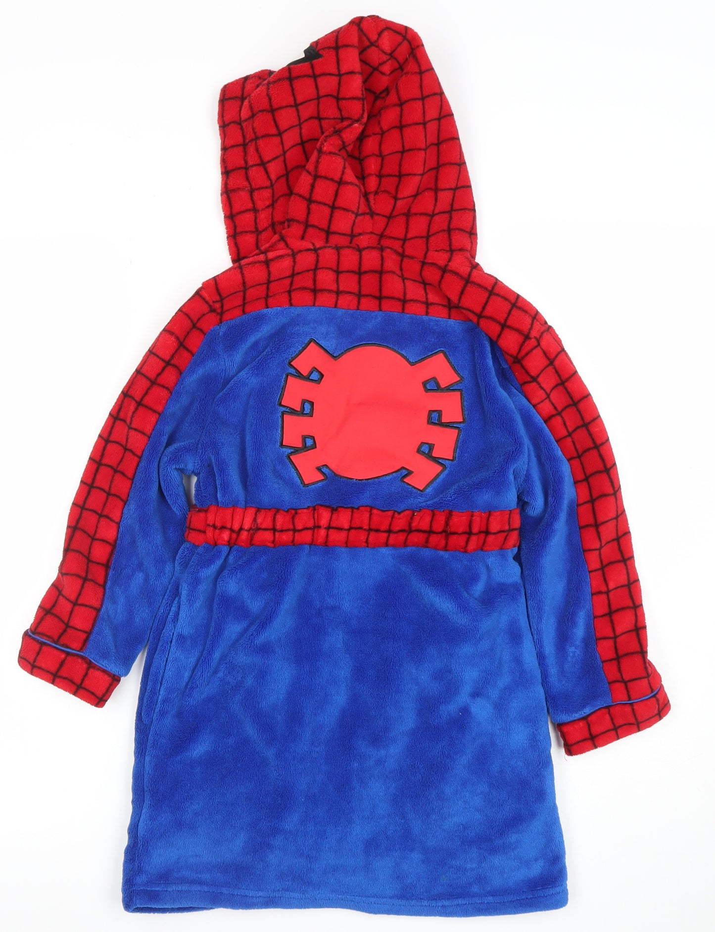 Disney Boys Red Blue Spider-Man Hooded Fleece Robe 5-6 Years