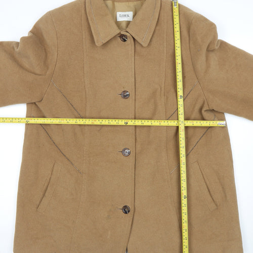 Lebek Women Beige Wool Cashmere Mid-Length Overcoat Size 22