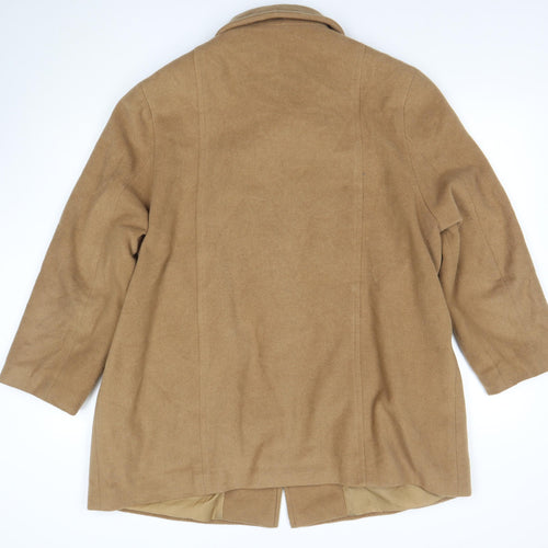 Lebek Women Beige Wool Cashmere Mid-Length Overcoat Size 22