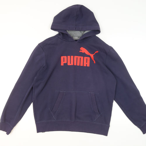 Puma Men Blue Pullover Hoodie M Regular Fit Sports Fleece