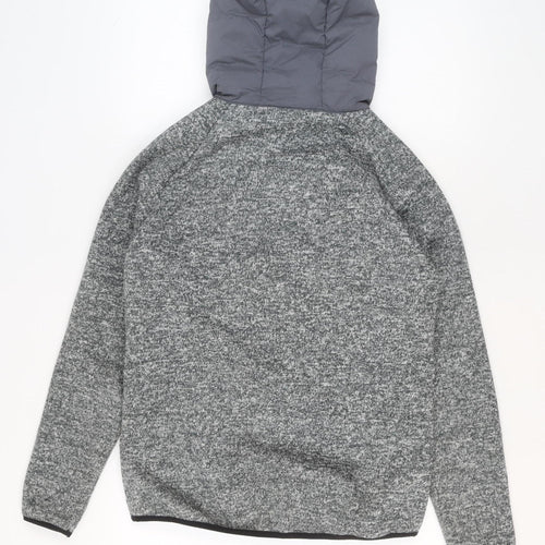 Superdry Men's Grey XS Hooded Puffer Jacket with Zip Pockets