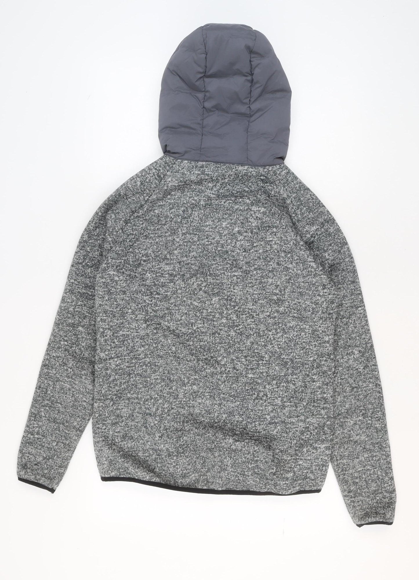 Superdry Men's Grey XS Hooded Puffer Jacket with Zip Pockets