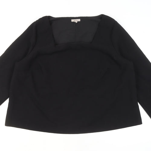 H&M Women's Black Long Sleeve Square Neck Blouse Size XXL