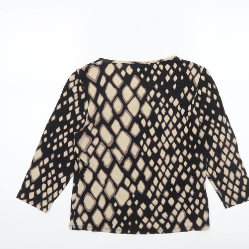 Precis Women’s Beige Geometric Jersey Top Size S Viscose 3/4 Sleeve
