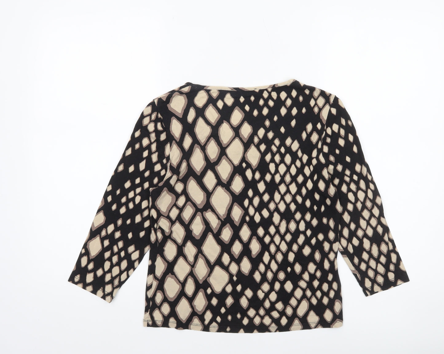 Precis Women’s Beige Geometric Jersey Top Size S Viscose 3/4 Sleeve