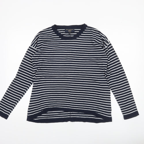 Paul Costelloe Women Blue Striped Cotton Cardigan UK 14