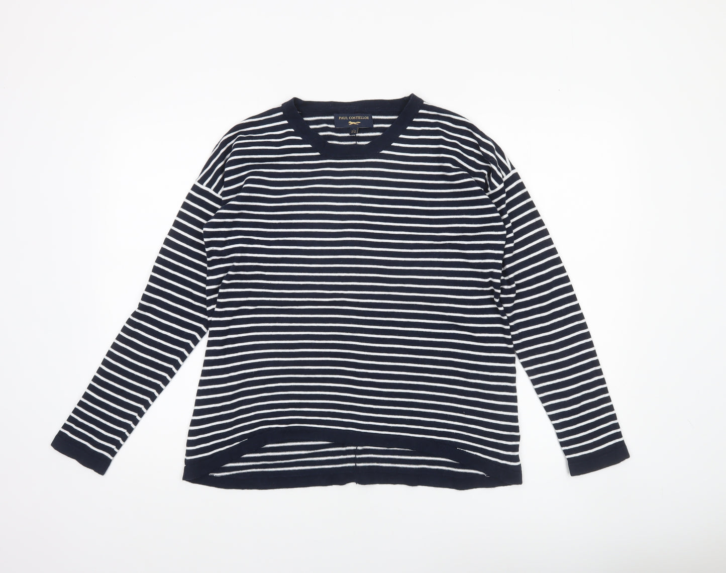 Paul Costelloe Women Blue Striped Cotton Cardigan UK 14