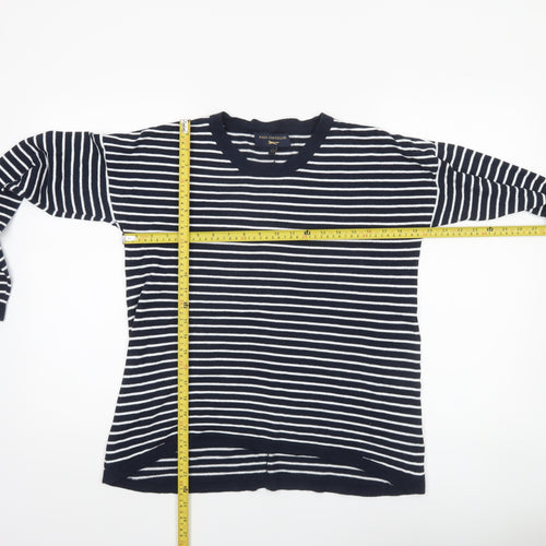 Paul Costelloe Women Blue Striped Cotton Cardigan UK 14