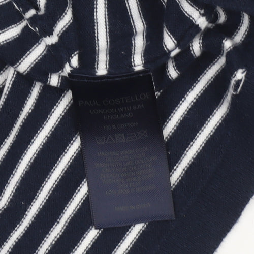 Paul Costelloe Women Blue Striped Cotton Cardigan UK 14