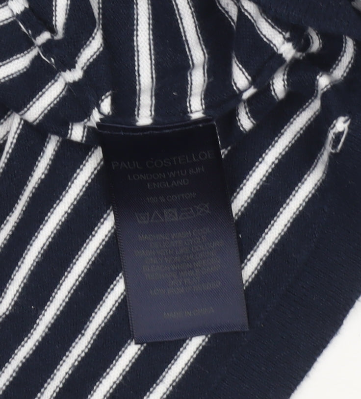 Paul Costelloe Women Blue Striped Cotton Cardigan UK 14