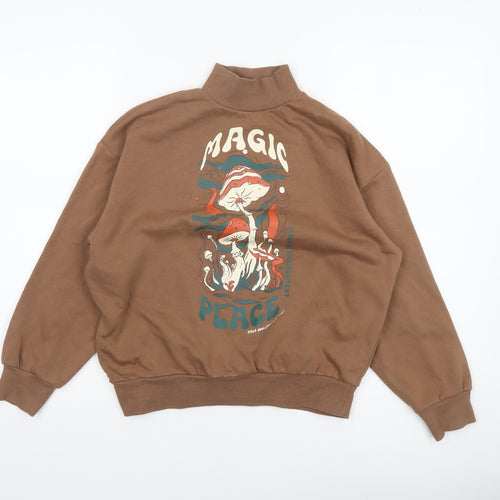 Destination Girls Brown Graphic High Neck Pullover Sweatshirt 9-10 Years