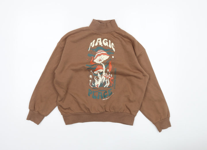 Destination Girls Brown Graphic High Neck Pullover Sweatshirt 9-10 Years