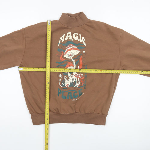 Destination Girls Brown Graphic High Neck Pullover Sweatshirt 9-10 Years