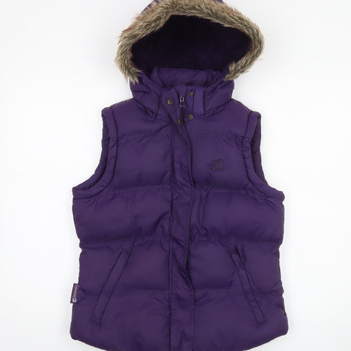 Mountain Essentials Women Purple Hooded Puffer Waistcoat Size 8