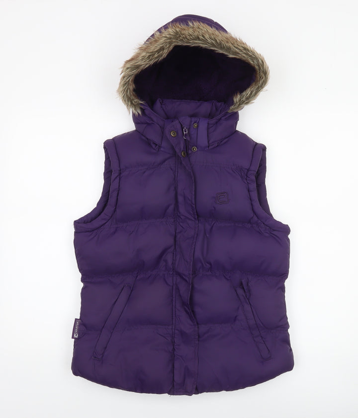 Mountain Essentials Women Purple Hooded Puffer Waistcoat Size 8