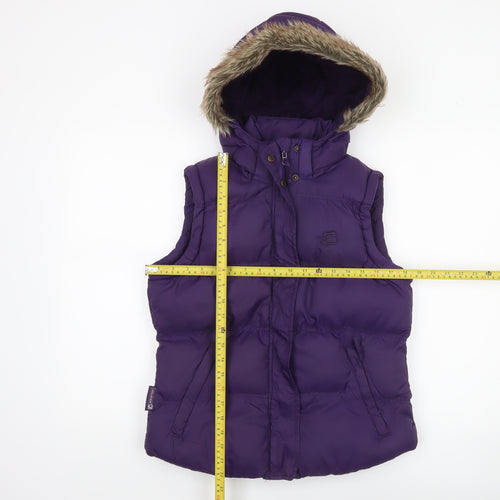 Mountain Essentials Women Purple Hooded Puffer Waistcoat Size 8
