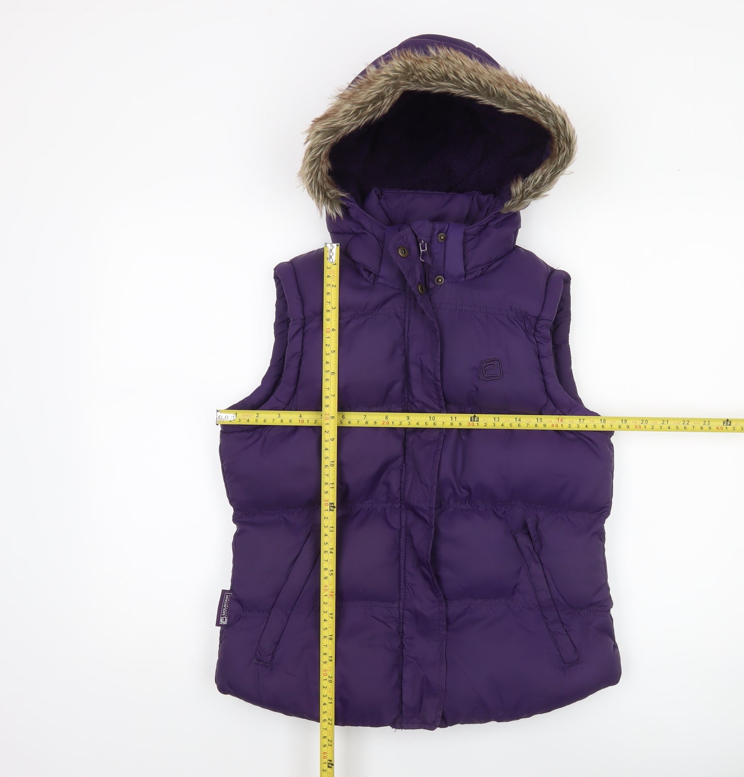 Mountain Essentials Women Purple Hooded Puffer Waistcoat Size 8