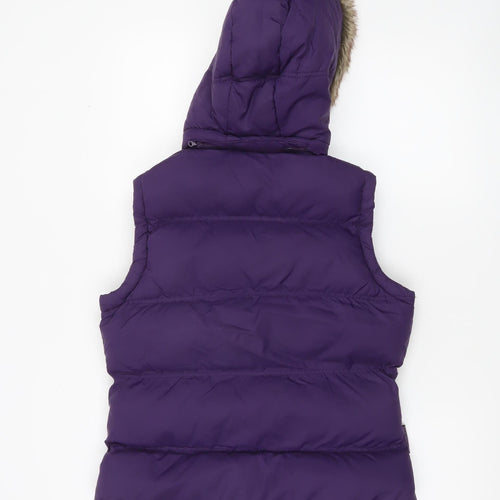 Mountain Essentials Women Purple Hooded Puffer Waistcoat Size 8