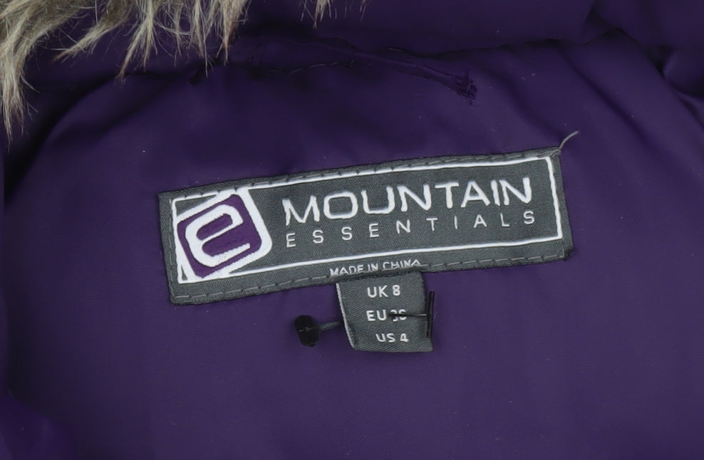 Mountain Essentials Women Purple Hooded Puffer Waistcoat Size 8