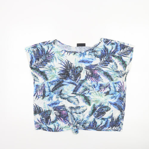 Wallis Women’s Multicoloured Tropical Knot Front Cropped T-Shirt Size M