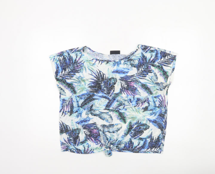 Wallis Women’s Multicoloured Tropical Knot Front Cropped T-Shirt Size M