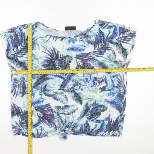 Wallis Women’s Multicoloured Tropical Knot Front Cropped T-Shirt Size M