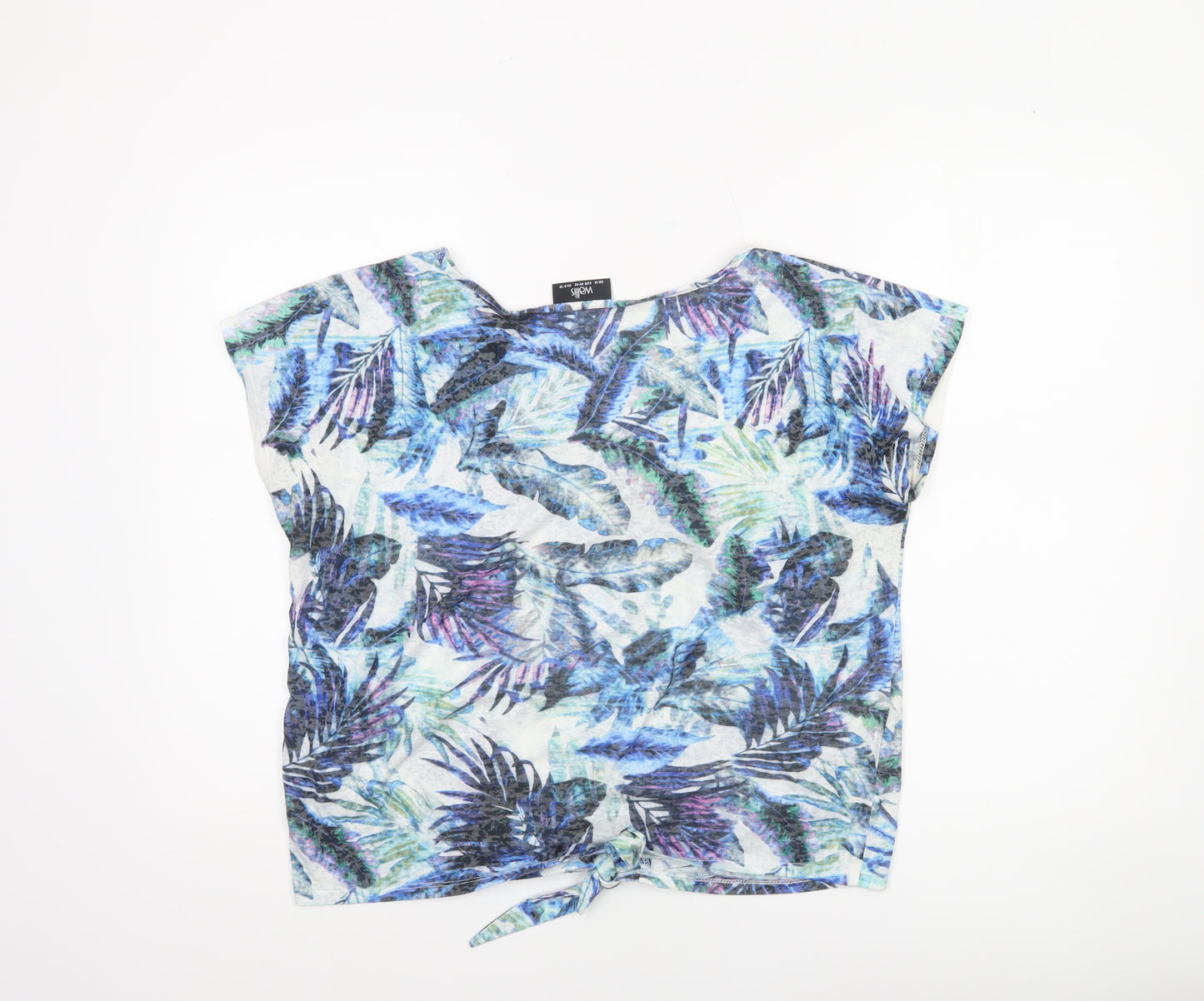 Wallis Women’s Multicoloured Tropical Knot Front Cropped T-Shirt Size M