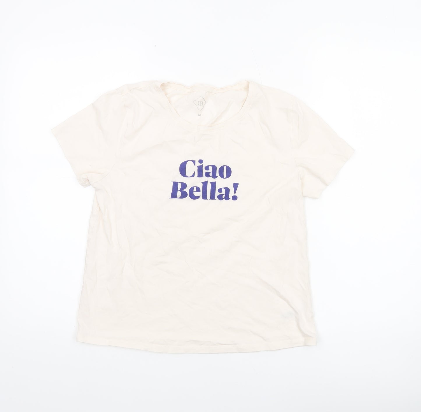 TEX Women's Ivory 'Ciao Bella!' Cotton T-Shirt Medium