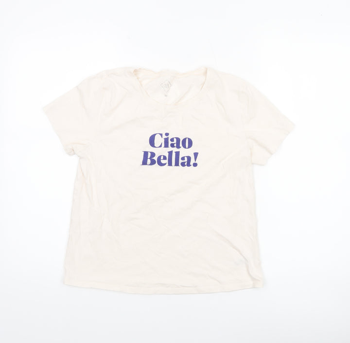 TEX Women's Ivory 'Ciao Bella!' Cotton T-Shirt Medium