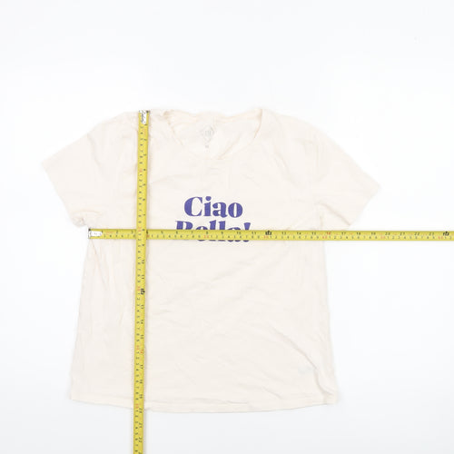 TEX Women's Ivory 'Ciao Bella!' Cotton T-Shirt Medium