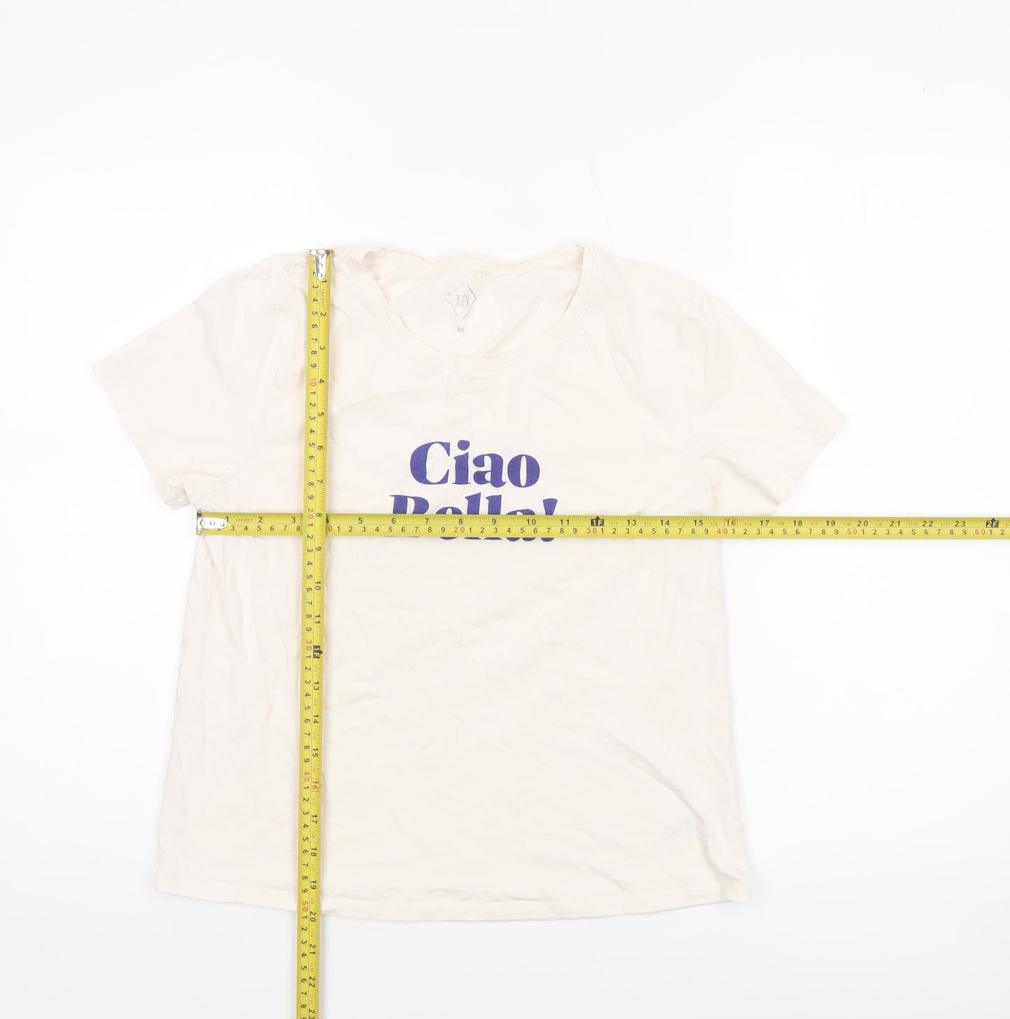 TEX Women's Ivory 'Ciao Bella!' Cotton T-Shirt Medium