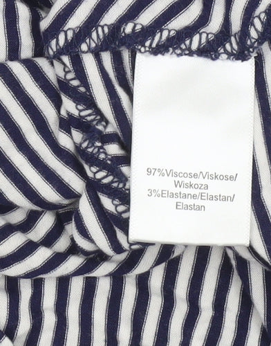 Cable & Gauge Women Blue Striped V-Neck Sleeveless Blouse 2XL