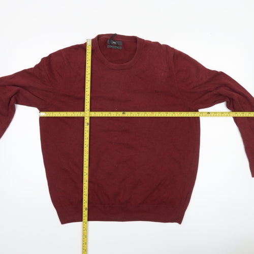 Marks and Spencer Men's Red Cotton Crew Neck Jumper Size L