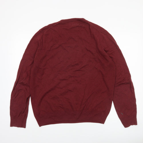Marks and Spencer Men's Red Cotton Crew Neck Jumper Size L