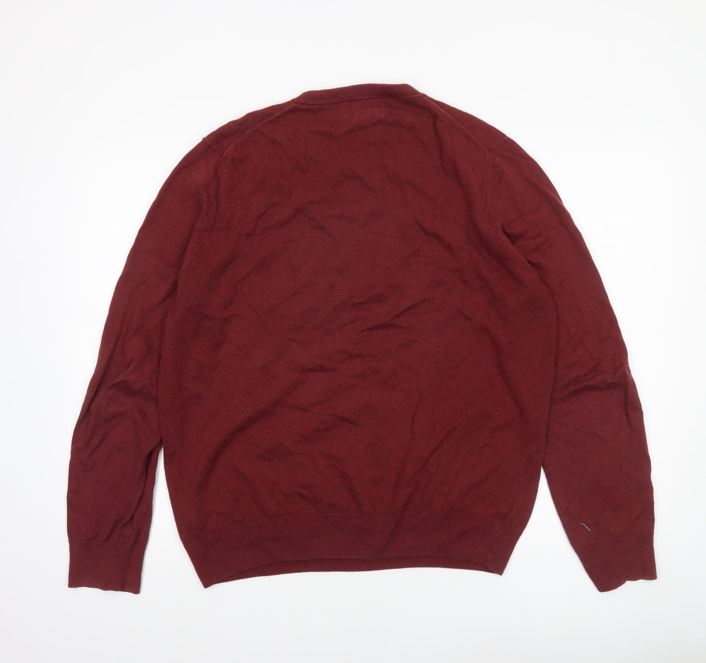 Marks and Spencer Men's Red Cotton Crew Neck Jumper Size L