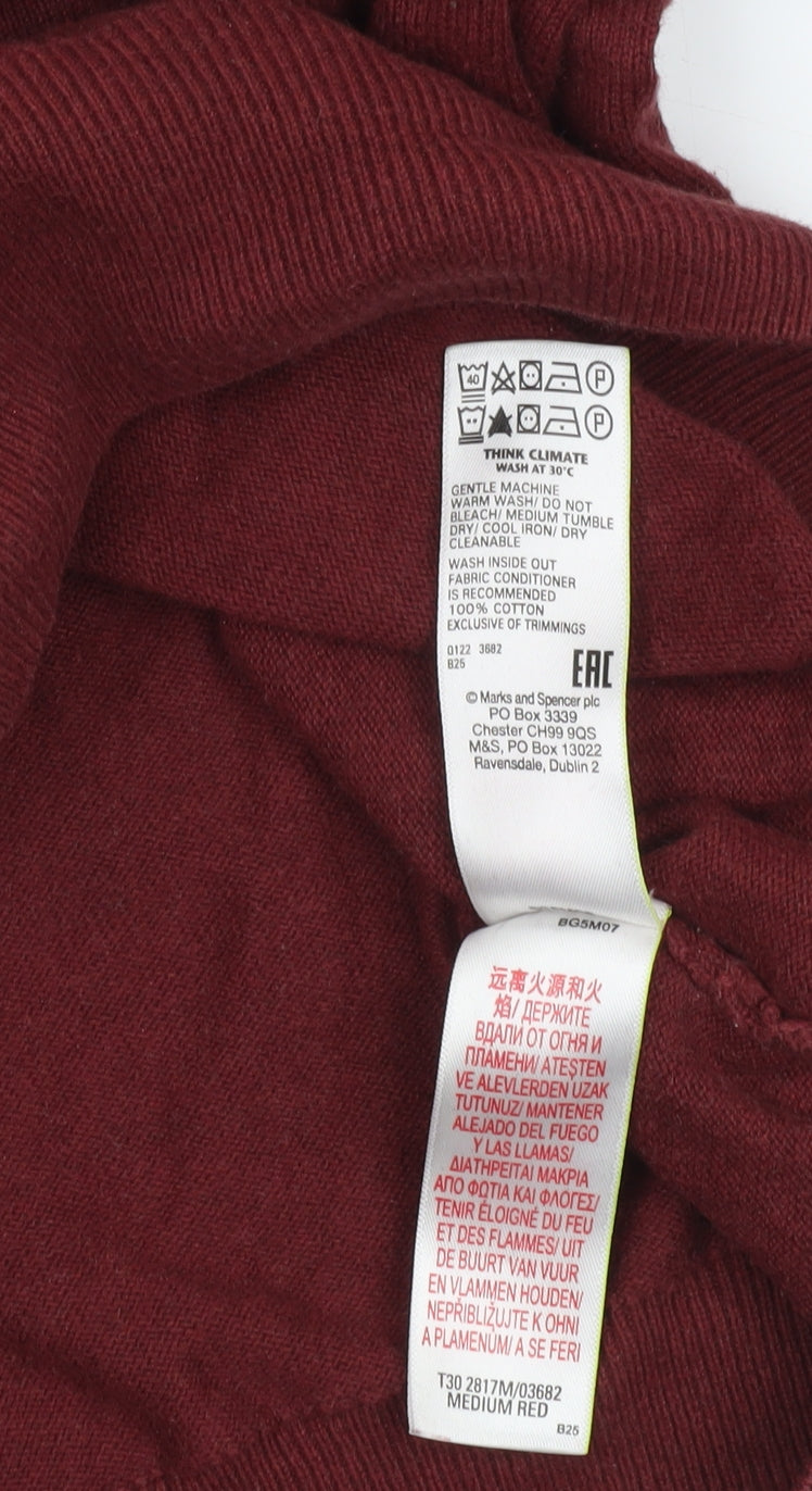 Marks and Spencer Men's Red Cotton Crew Neck Jumper Size L