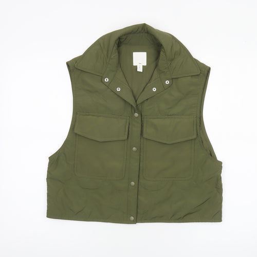 H&M Women’s Green Quilted Sleeveless Waistcoat XS