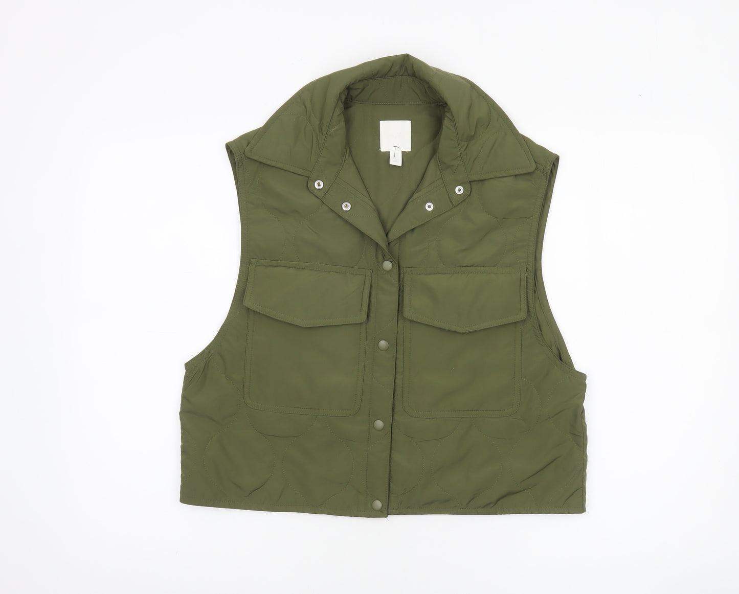 H&M Women’s Green Quilted Sleeveless Waistcoat XS