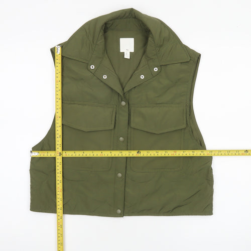 H&M Women’s Green Quilted Sleeveless Waistcoat XS