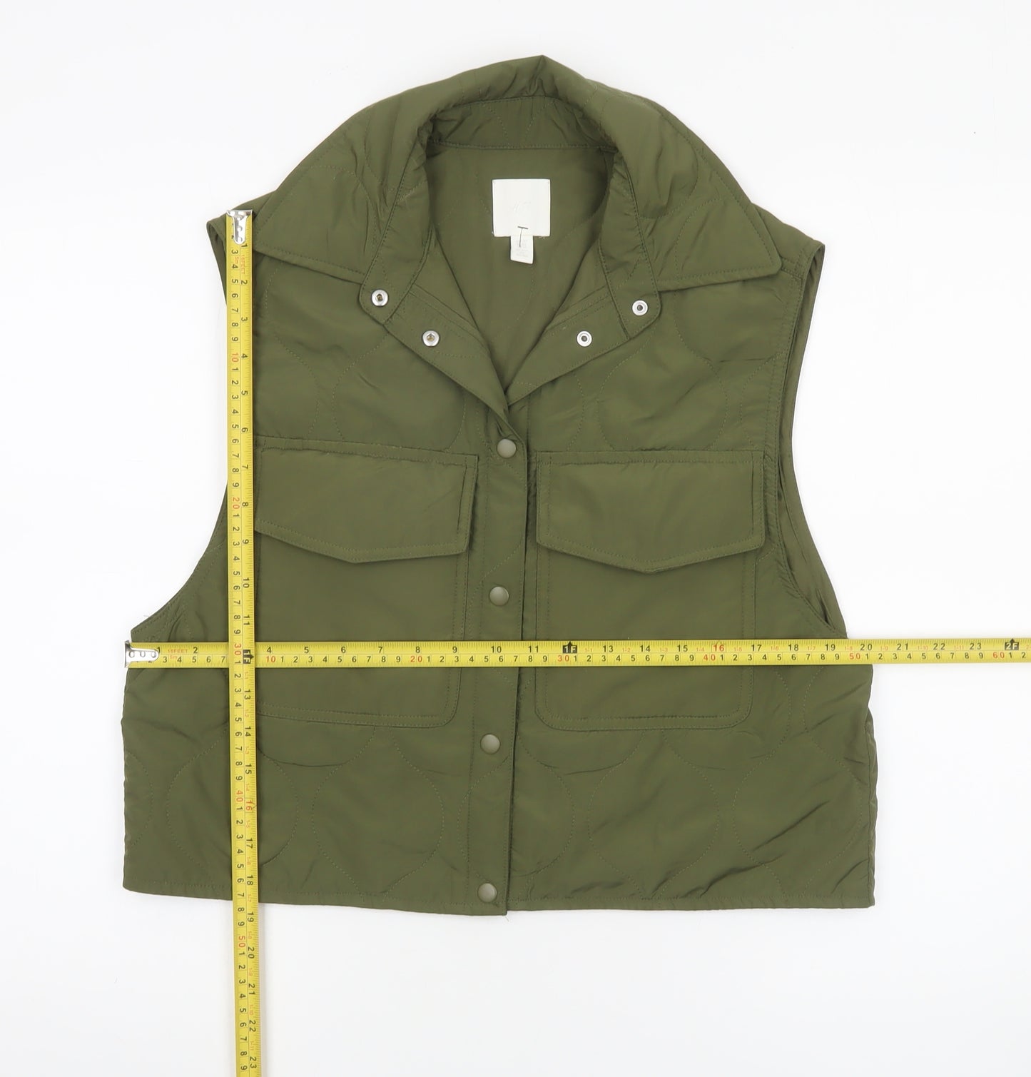 H&M Women’s Green Quilted Sleeveless Waistcoat XS