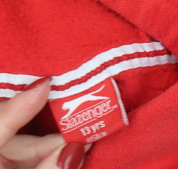 Slazenger Boys Red Pullover Hoodie 13 Years Medium Sportswear